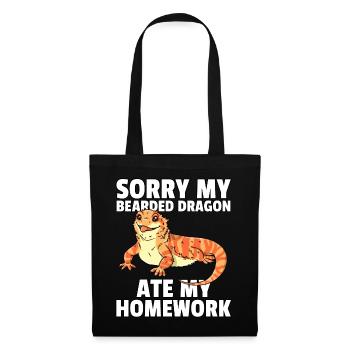 Dragon barbu barbe reptile lézard dragon - Sac en tissu - noir - Devant