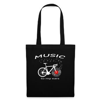 Musique de vélo de route vélo platine vinyle - Sac en tissu - noir - Devant