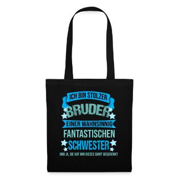 Stolzer Bruder Schwester Geschwister - Stoffbeutel - Schwarz - Vorne