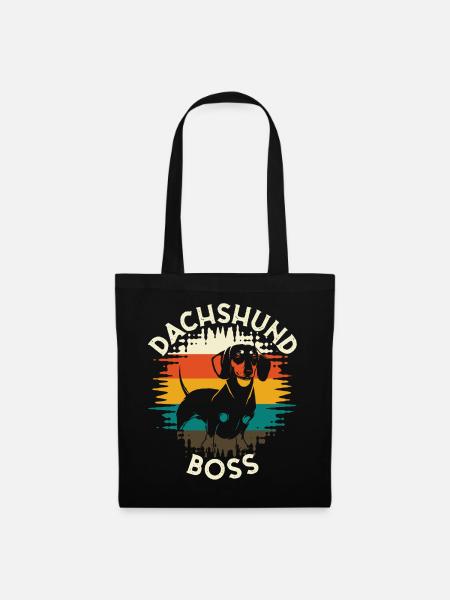 Dachshund Boss Hund Vierbeiner - Stoffbeutel - Schwarz