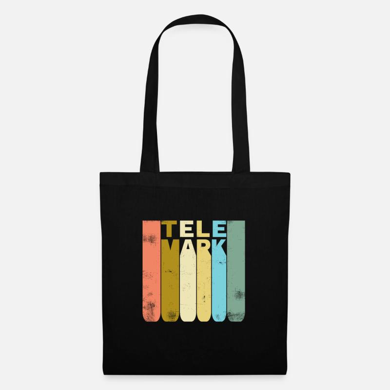 Telemark Ski Ferse Frei Retro Vintage Geschenk - Stoffbeutel - Schwarz