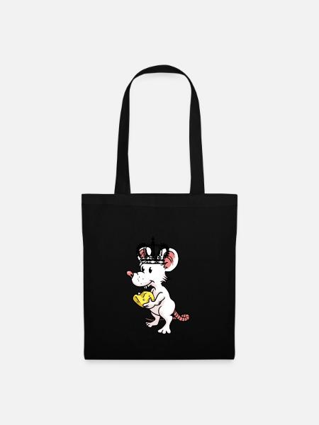 Fantasy Maus König Nagetiere Ratte Krone Kinder - Stoffbeutel - Schwarz