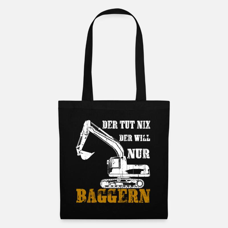 Der tut nix der will nur Bagger fahren Geschenk - Stoffbeutel - Schwarz