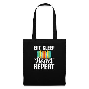 Manger, dormir, lire le livre de lecture répétée - Sac en tissu - noir - Devant