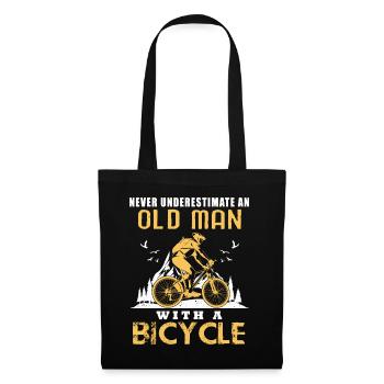 vieil homme vélo retraité vélo de route - Sac en tissu - noir - Devant