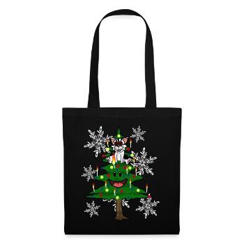 Chats Noël Noël Père Noël arbre de Noël - Sac en tissu - noir - Devant
