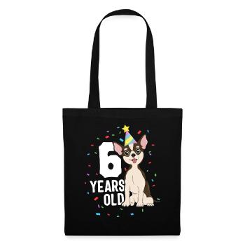 6 Years Old Birthday Outfit Chihuahua Dog Party - Tote Bag - black - Front