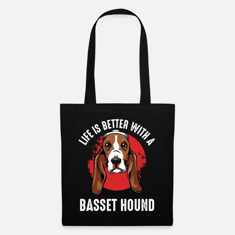 Basset Hound - Stoffbeutel - Schwarz