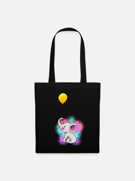Balloon Elephant Baby Fantasy Kids Toddler - Tote Bag - black
