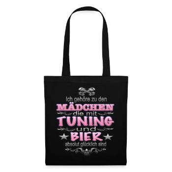 Mädchen Tuning Autotuning Motorsport Tuning Spruch - Stoffbeutel - Schwarz - Vorne