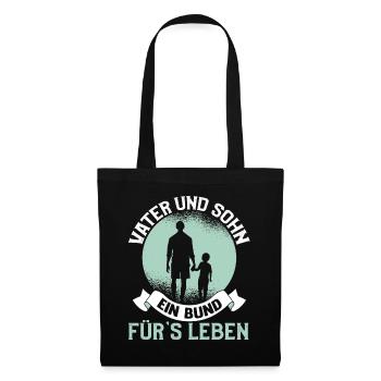 Vater und Sohn Lustig Spruch Vatertag Geschenk Süß - Stoffbeutel - Schwarz - Vorne