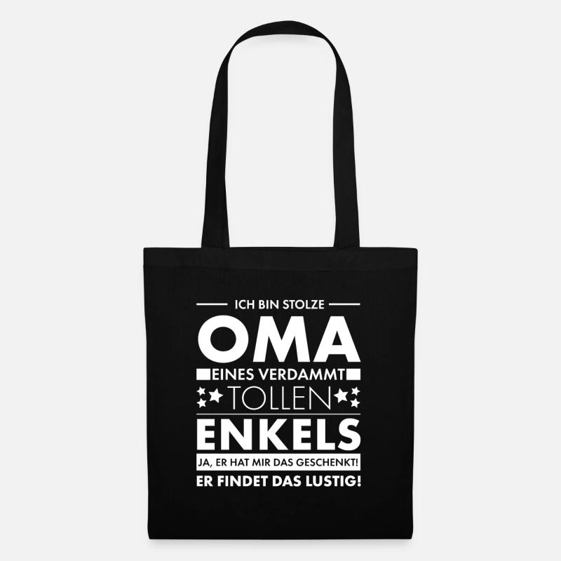 Lustiger Ich bin stolze Oma Spruch - Stoffbeutel - Schwarz