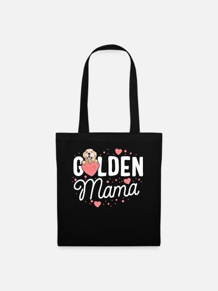 Golden Retriever Mama Gift Heart Lover Maman Mère - Sac en tissu - noir