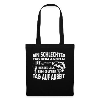 Angeln Anglerspruch lustiger Angler Spruch Fischer - Stoffbeutel - Schwarz - Vorne