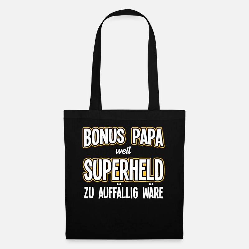 Bonus Papa weil Superheld auffällig - Stoffbeutel - Schwarz