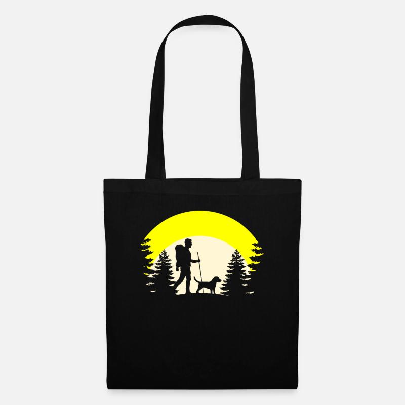 Hund Wandern - Stoffbeutel - Schwarz