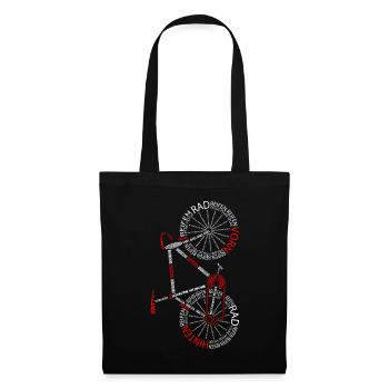 Fahrrad Anatomie deutsch Rennrad Bike vertikal - Stoffbeutel - Schwarz - Vorne