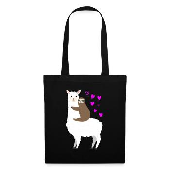 Alpaga paresseux amour - Sac en tissu - noir - Devant