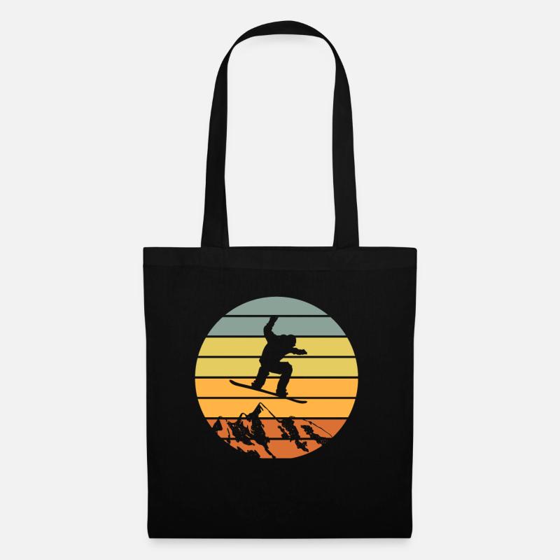 Snowboarder im Retro Kreis Design mit Farben - Stoffbeutel - Schwarz
