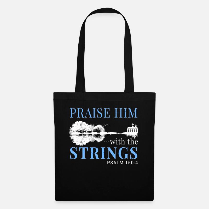 Praise him with the strings. - Tote Bag - black