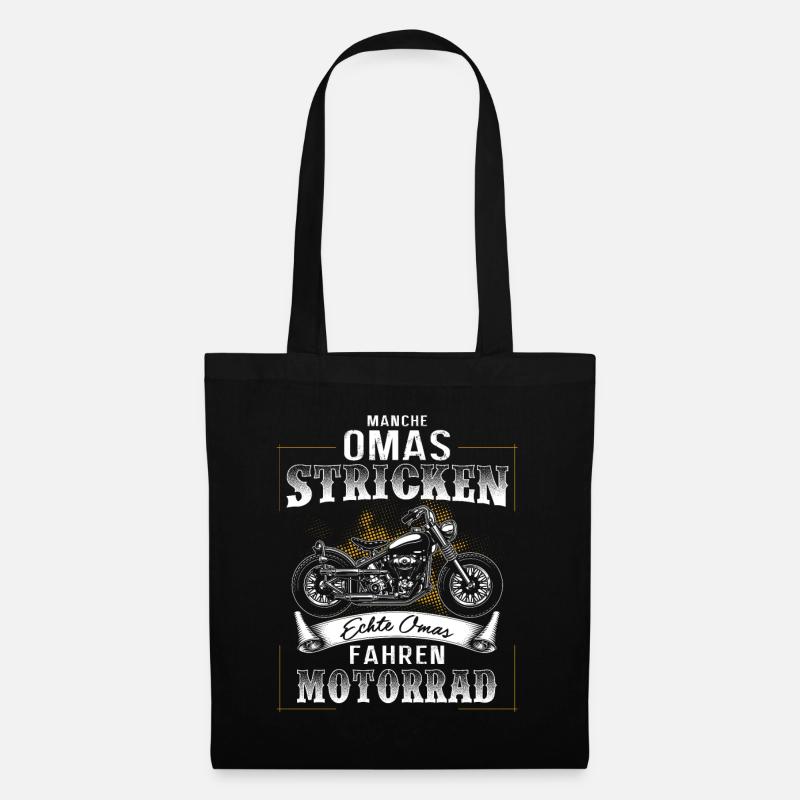 Oma Motorradfahrer - Stoffbeutel - Schwarz
