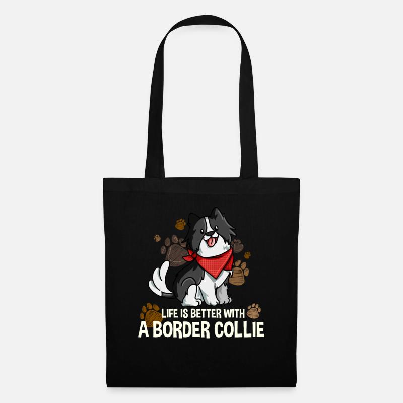 Border Collie Lustig Geschenk Hund - Stoffbeutel - Schwarz