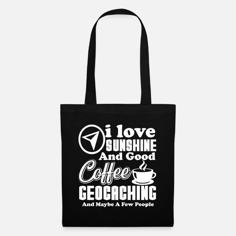 Geocaching Ich liebe Kaffee und Geocaching - Stoffbeutel - Schwarz