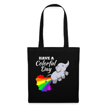 Elephant joke comic illustration rainbow - Tote Bag - black - Front