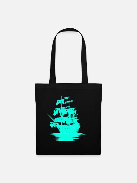 Sailing Ship Seafaring Fantasy Maritime Dinghy - Tote Bag - black