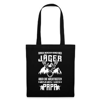 Jäger Vater Jagen Papa Vatertag Wildhüter Jagd - Stoffbeutel - Schwarz - Vorne