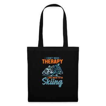 Ski thérapie t-shirt montagnes sport bière d'hiver - Sac en tissu - noir - Devant
