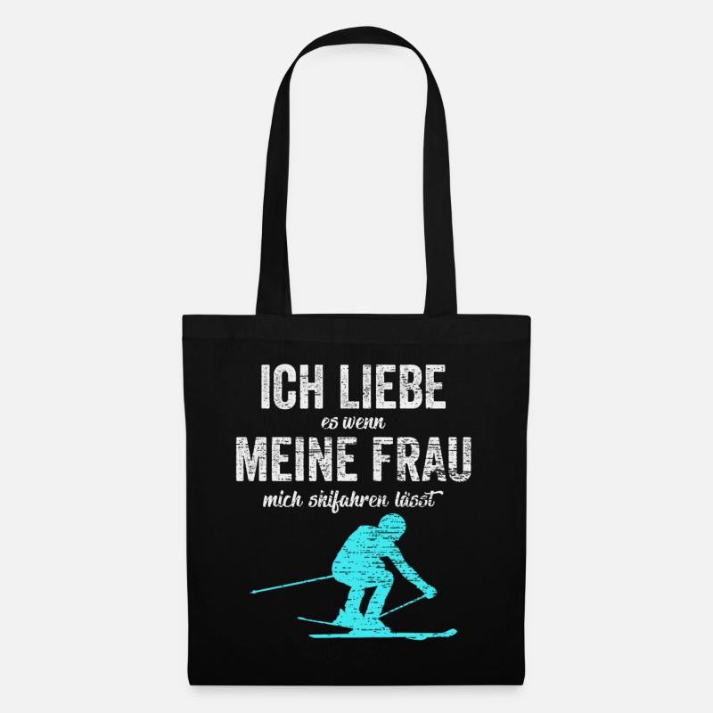 Ski Skifahrer Lustiger Spruch Wintersport Geschenk - Stoffbeutel - Schwarz
