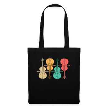 Retro Gift Musical Instrument Double Bass - Tote Bag - black - Front