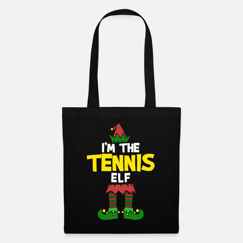 Weihnachts-Tennis-Elf - Stoffbeutel - Schwarz