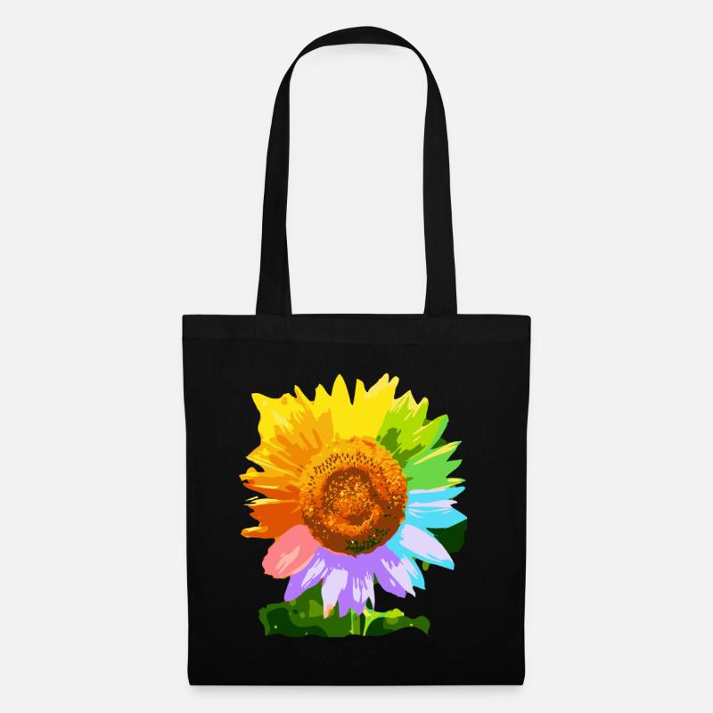 Niedliche Sonnenblume-Kunst - Stoffbeutel - Schwarz