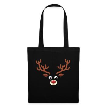 Visage de renne de Noël - Nez rouge Rudolph Reindeer - Sac en tissu - noir - Devant