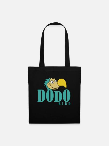 Dodo Schrift mit Dodokopf - Stoffbeutel - Schwarz
