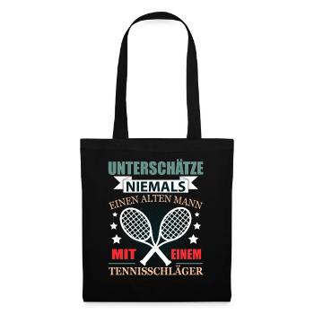 Tennis Rentner Geschenk Lustig Herren Spruch - Stoffbeutel - Schwarz - Vorne