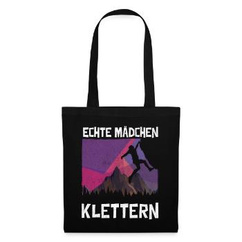 Klettern Berge Klettersport Mädchen Kletterin - Stoffbeutel - Schwarz - Vorne