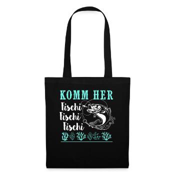 Komm Her Fischi Angeln - Stoffbeutel - Schwarz - Vorne