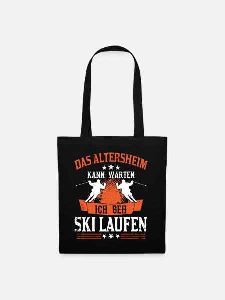 Lustiger Rentner Opa Ski Skifahrer Spruch - Stoffbeutel - Schwarz