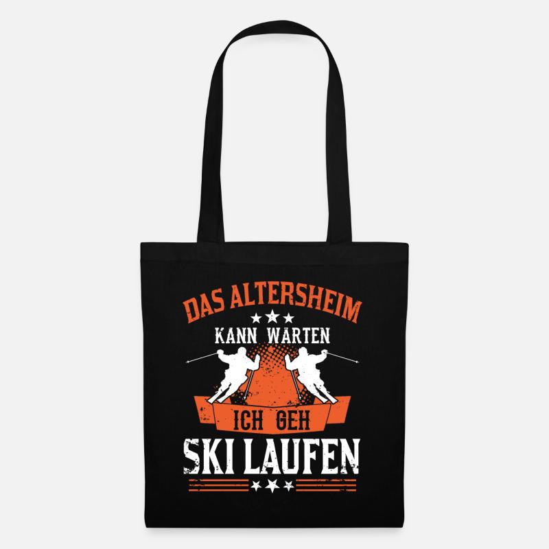 Lustiger Rentner Opa Ski Skifahrer Spruch - Stoffbeutel - Schwarz