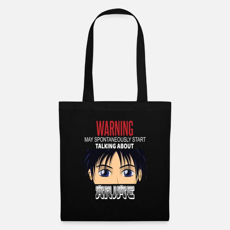 Warning May Spontaneously Start Talking Anime - Stoffbeutel - Schwarz