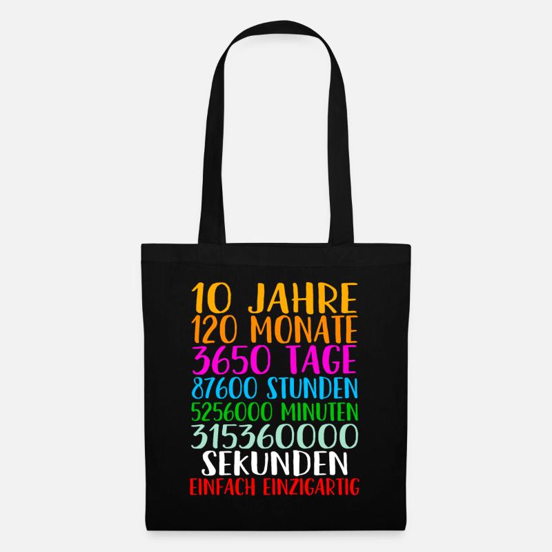 10. Geburtstag Geschenkidee Bday Spruch Geschenk - Stoffbeutel - Schwarz
