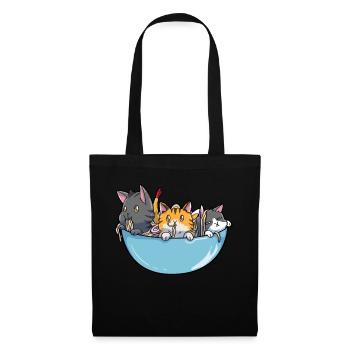 Anime-Ramen-Katze - Stoffbeutel - Schwarz - Vorne