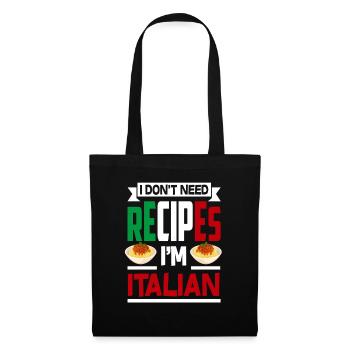 Recettes italiennes - Sac en tissu - noir - Devant
