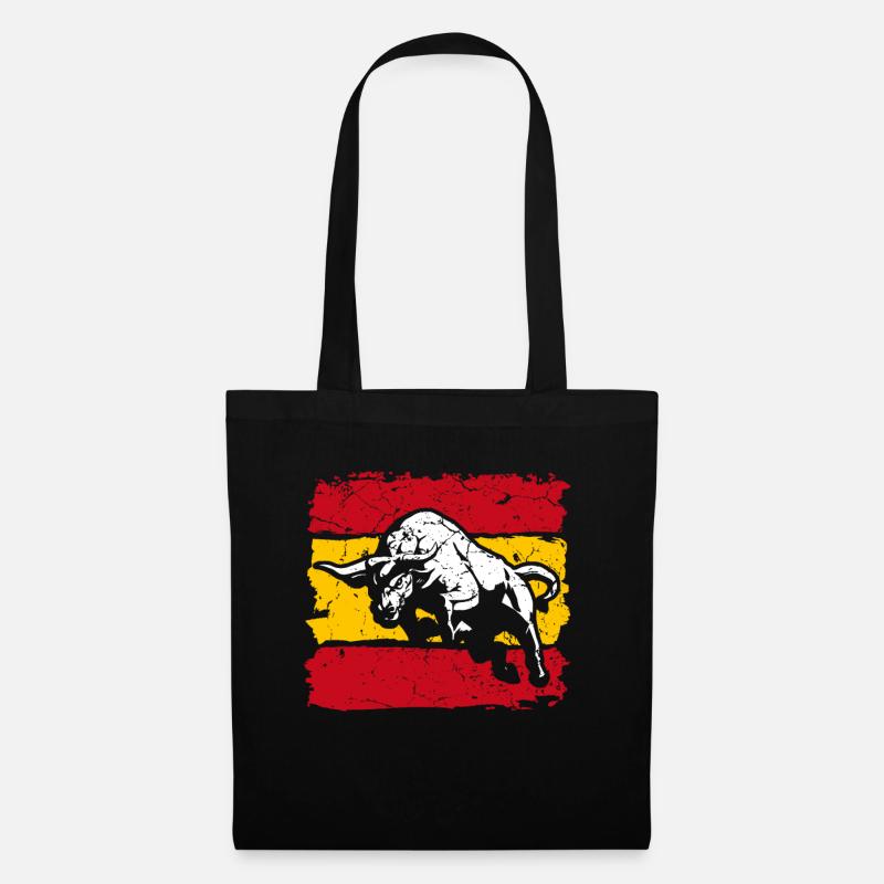 Spanien Flagge mit Stier - Stoffbeutel - Schwarz