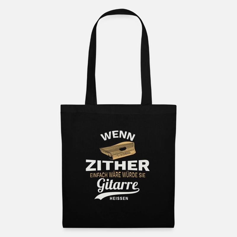 Zither lustiges Spruch Design Musiker Geschenk - Stoffbeutel - Schwarz
