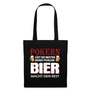 Poker Spieler Lustiger Poker Spruch Pokern Bier - Stoffbeutel - Schwarz - Vorne