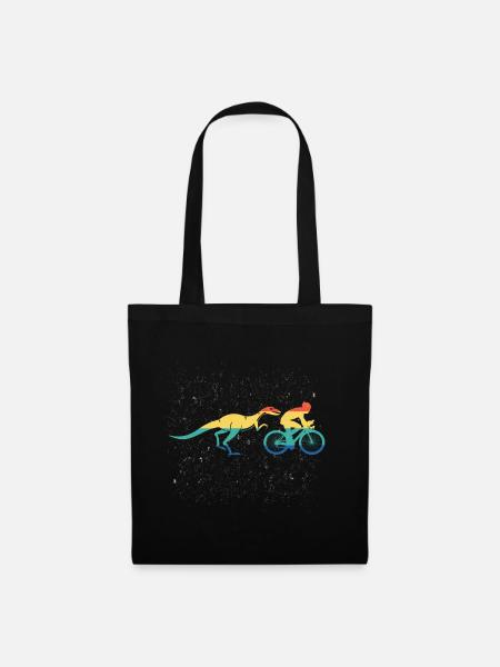 Retro Velociraptor Dino Fahrrad-Geschenk-Design - Stoffbeutel - Schwarz